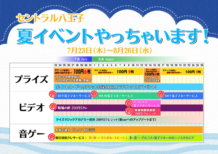 7月23日（木）からスタート！夏のイベントスケジュールはこちら